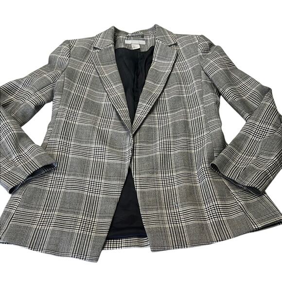 Black,Gray and White Tailored Blazer with Notched Lapels Open Front Lined - Picture 4 of 12